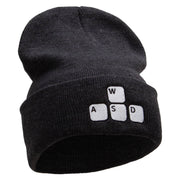 Gamer WASD Embroidered 12 Inch Long Knitted Beanie