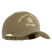 Star US Army Veteran Retired Embroidered Solid Cotton Twill Low Profile Strap Cap - Khaki OSFM