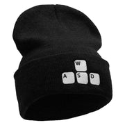 Gamer WASD Embroidered 12 Inch Long Knitted Beanie