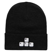 Gamer WASD Embroidered 12 Inch Long Knitted Beanie