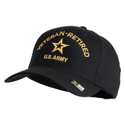 Star US Army Veteran Retired Embroidered Solid Cotton Twill Low Profile Strap Cap - Black OSFM