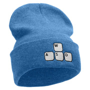 Gamer WASD Embroidered 12 Inch Long Knitted Beanie