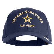 Star US Army Veteran Retired Embroidered Solid Cotton Twill Low Profile Strap Cap - Navy OSFM