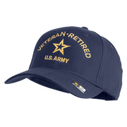 Star US Army Veteran Retired Embroidered Solid Cotton Twill Low Profile Strap Cap - Navy OSFM