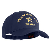 Star US Army Veteran Retired Embroidered Solid Cotton Twill Low Profile Strap Cap - Navy OSFM