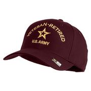 Star US Army Veteran Retired Embroidered Solid Cotton Twill Low Profile Strap Cap - Maroon OSFM