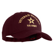 Star US Army Veteran Retired Embroidered Solid Cotton Twill Low Profile Strap Cap - Maroon OSFM
