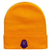 Ghost Embroidered 12 Inch Long Knitted Beanie