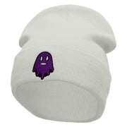 Ghost Embroidered 12 Inch Long Knitted Beanie