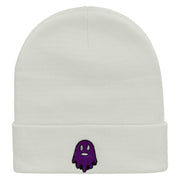 Ghost Embroidered 12 Inch Long Knitted Beanie