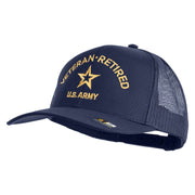Star US Army Veteran Retired Embroidered Solid Cotton Twill Mesh Prostyle Cap - Navy OSFM