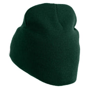 Star US Army Veteran Retired Symbol Embroidered 8 Inch Knitted Short Beanie - Dk-Green OSFM