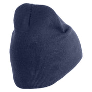 Star US Army Veteran Retired Symbol Embroidered 8 Inch Knitted Short Beanie - Navy OSFM