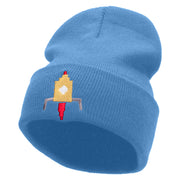 Space Ship Embroidered 12 Inch Long Knitted Beanie