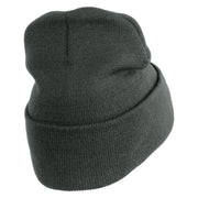 Star US Army Veteran Retired Logo Embroidered 12 Inch Solid Knit Cuff Long Beanie Made in USA - Graphite OSFM