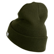 Star US Army Veteran Retired Logo Embroidered 12 Inch Long Knitted Beanie - Olive OSFM