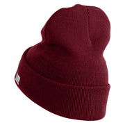 Star US Army Veteran Retired Logo Embroidered 12 Inch Long Knitted Beanie - Maroon OSFM