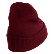 Star US Army Veteran Retired Logo Embroidered 12 Inch Long Knitted Beanie - Maroon OSFM