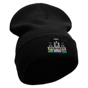 Moai Landmark Embroidered 12 Inch Long Knitted Beanie - Black OSFM