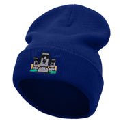 Moai Landmark Embroidered 12 Inch Long Knitted Beanie - Royal OSFM