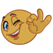 Ok Emoji digitized embroidery design