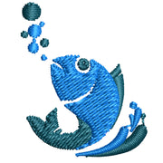 Blue Fish Symbol digitized embroidery design