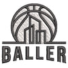 Baller digitized embroidery design