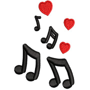 Musical Love Notes digitized embroidery design