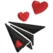 Paper Airplane Hearts digitized embroidery design