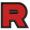 R Sign digitized embroidery design