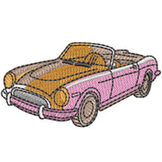 Old School Pink Car digitized embroidery design