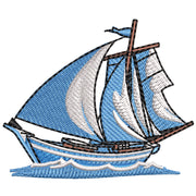 Blue Sail Boat digitized embroidery design