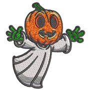 Pumpkin Ghost Flying digitized embroidery design