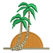 Sunset And Palm Trees Symbol