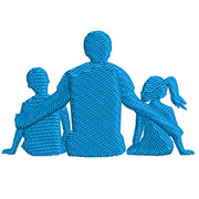 Happy Dad and Children digitized embroidery design