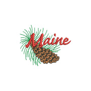 USA State Flower Maine Pine Cone and Tassel