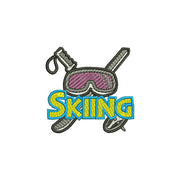 Skiing Logo with Pole and Goggle