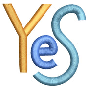 Colorful Yes Logo digitized embroidery design