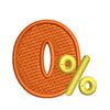 Zero Percent Icon digitized embroidery design