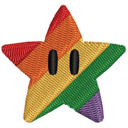 Mario Rainbow Star Logo digitized embroidery design