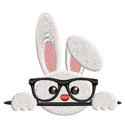 Bunny Wear Glasses digitized embroidery design