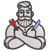 Barber Man digitized embroidery design