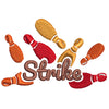 Striking Bowling Pins digitized embroidery design