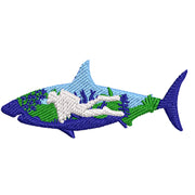 Scuba Shark digitized embroidery design