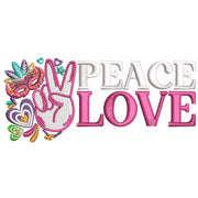 Peace Love Mardi Gras digitized embroidery design