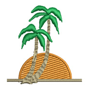 Sunset and Palm Trees Logo