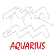 White Red Zodiac Aquarius Sign