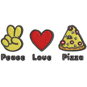 Peace Love Pizza digitized embroidery design