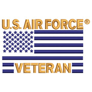 US Air Force Veteran with Flag Logo digitized embroidery design