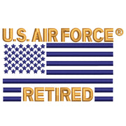 US Air Force Retired with Flag Symbol digitized embroidery design
